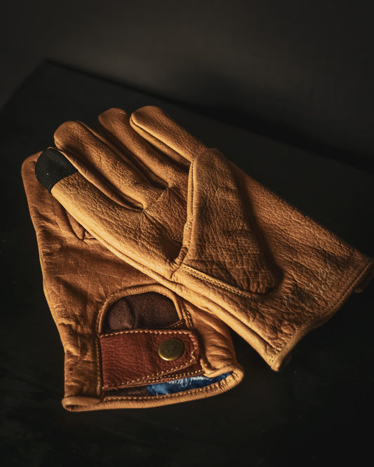 Brown Buffalo Leather Riding Gloves