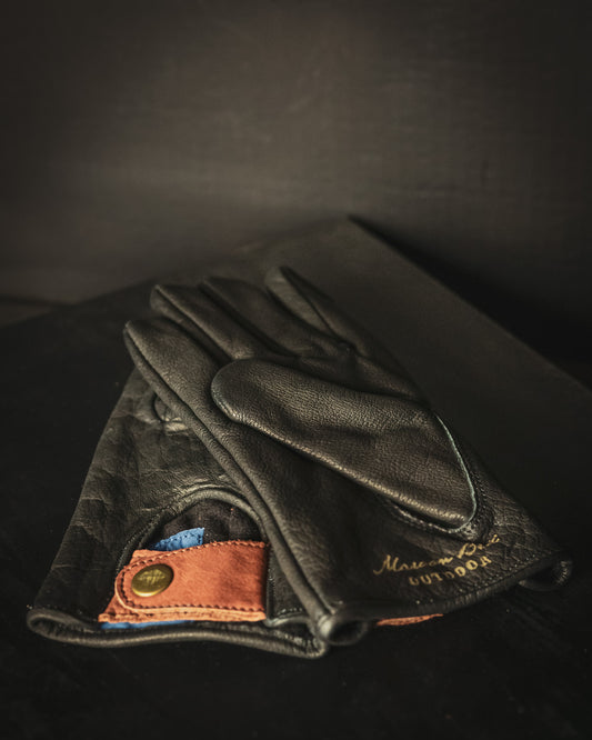 Black Buffalo Leather Riding Gloves