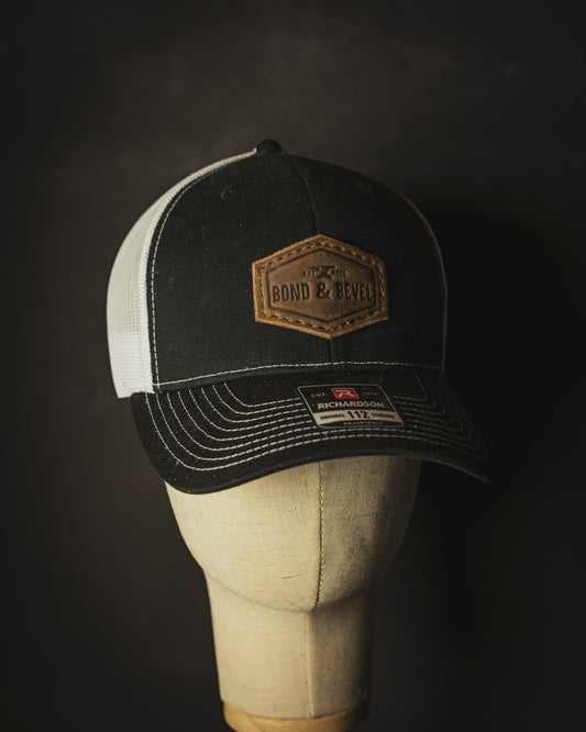 Black Leather Patch Hat