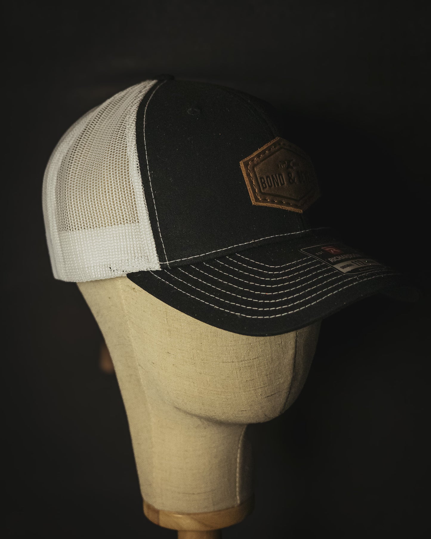 Black Leather Patch Hat