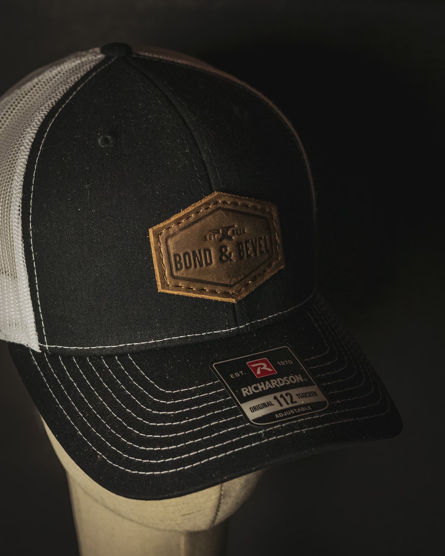 Black Leather Patch Hat