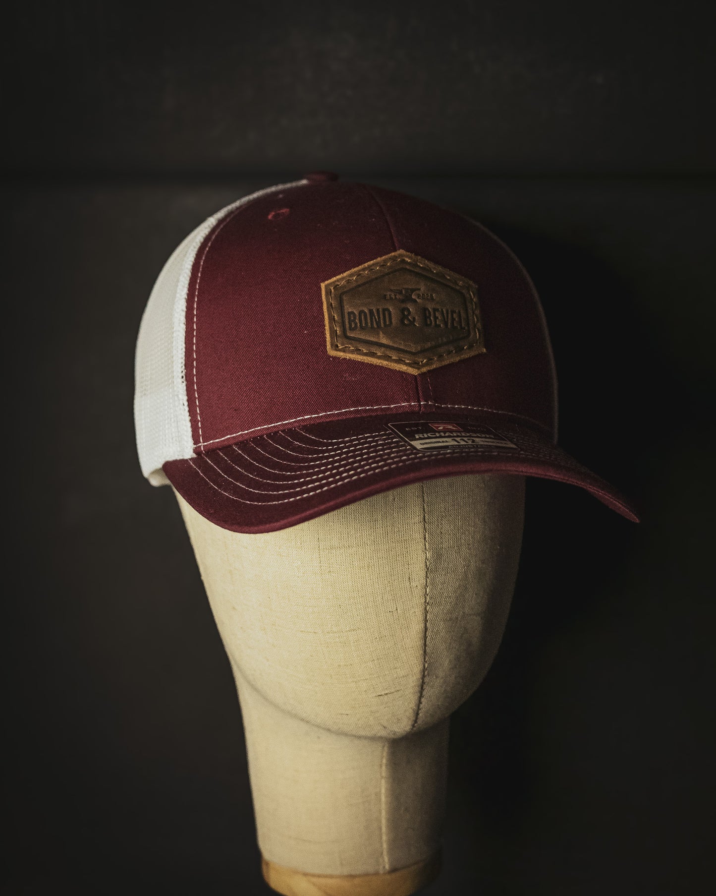 Burgundy Leather Patch Hat