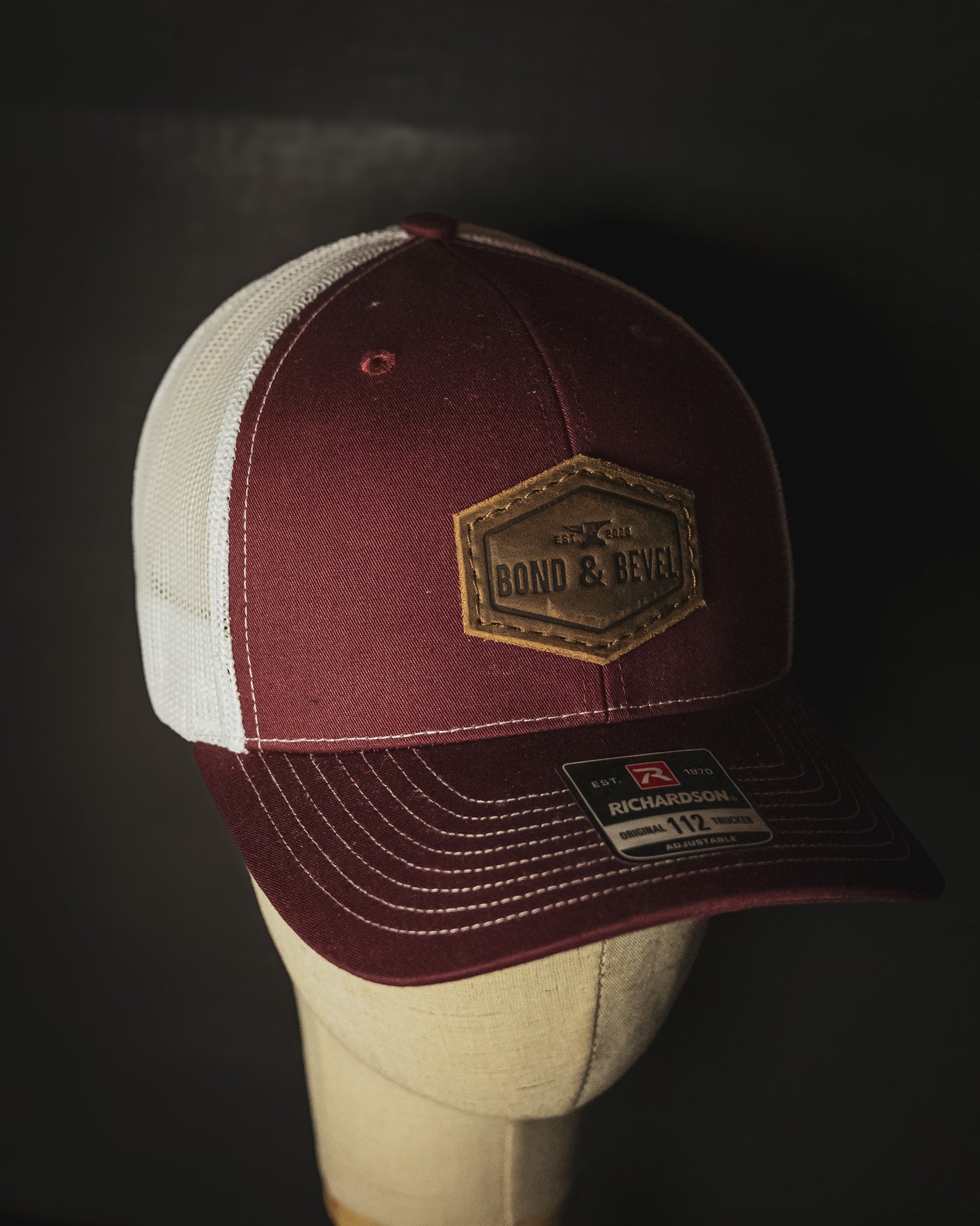 Burgundy Leather Patch Hat