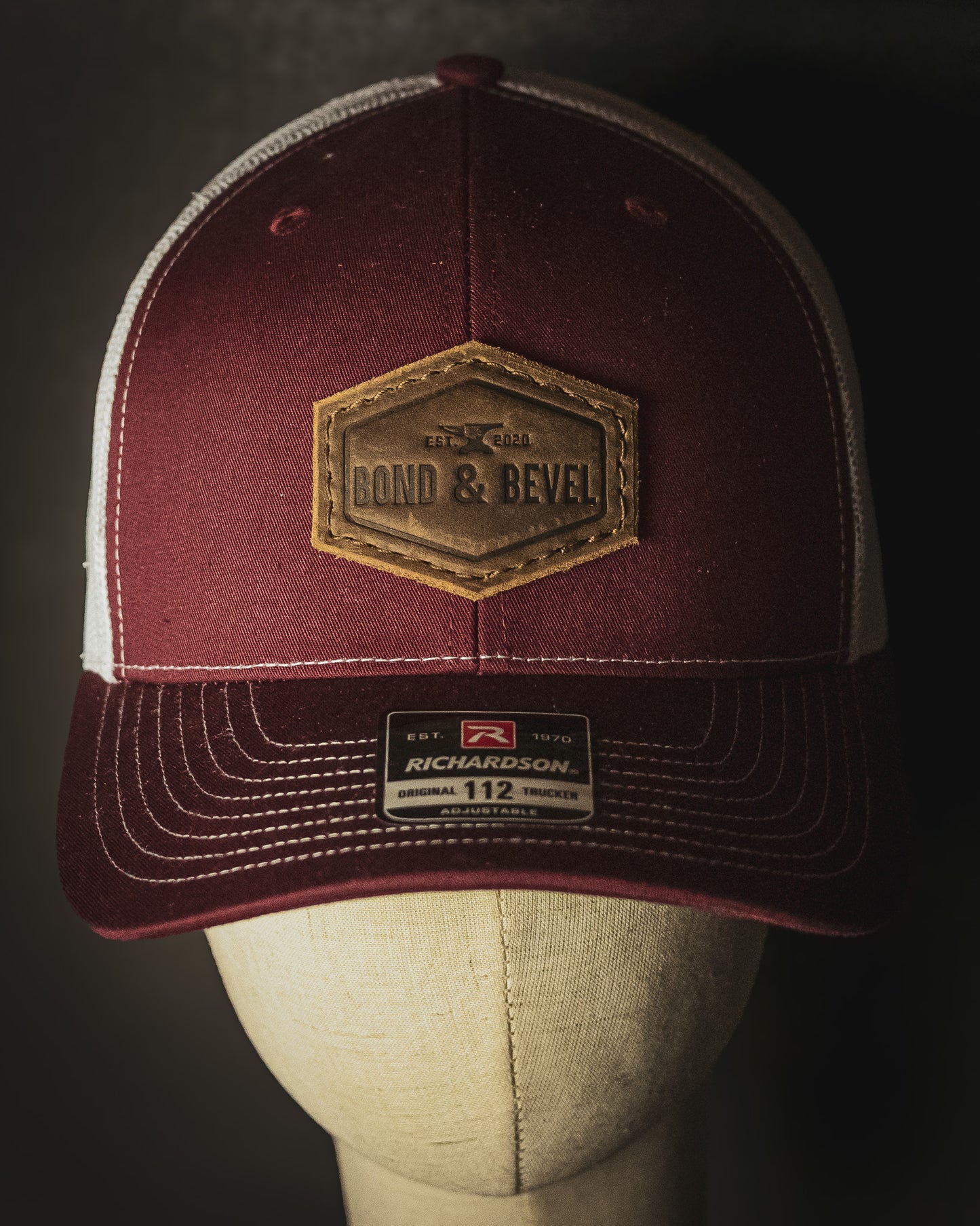 Burgundy Leather Patch Hat