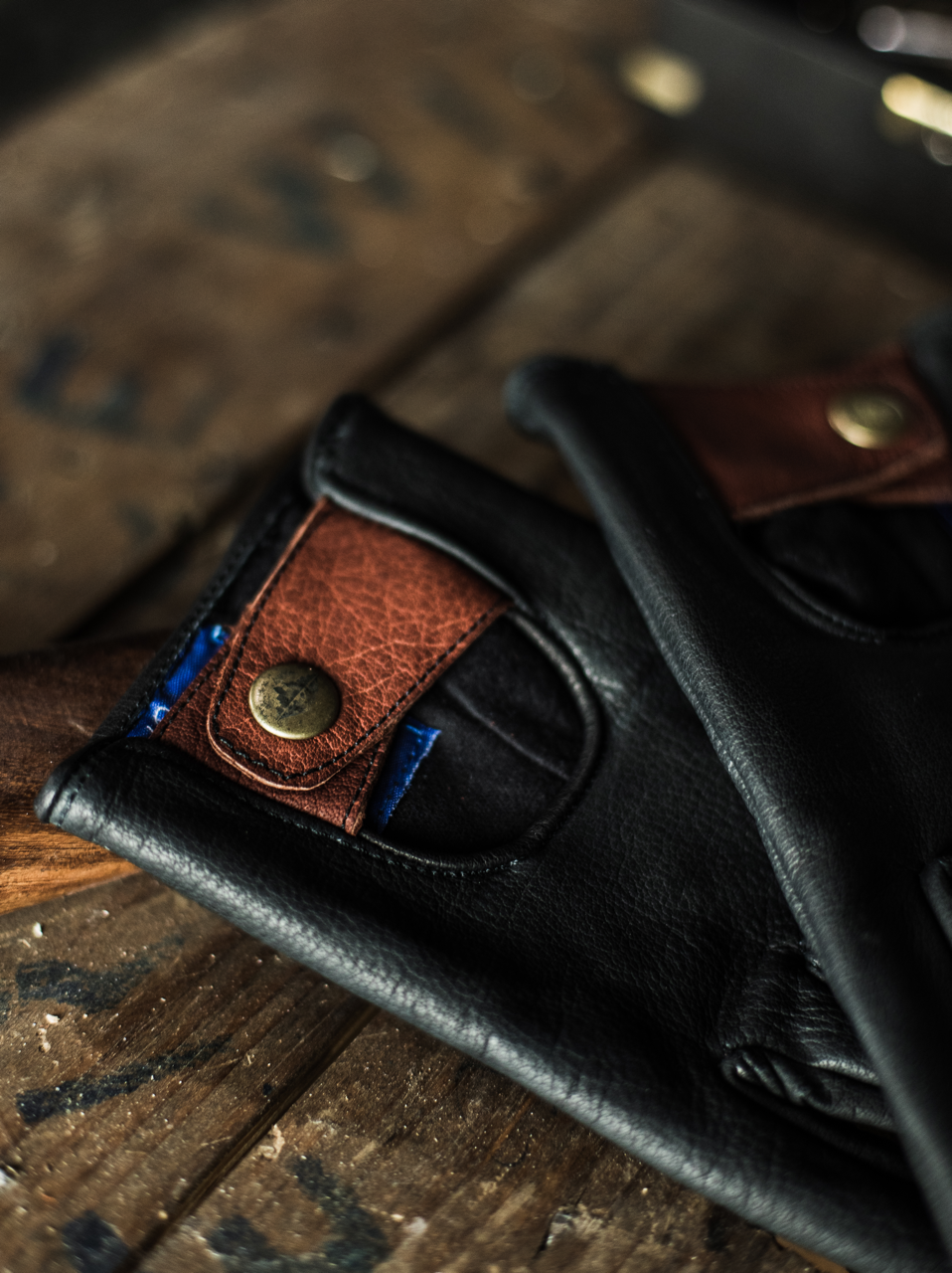 Black Buffalo Leather Riding Gloves